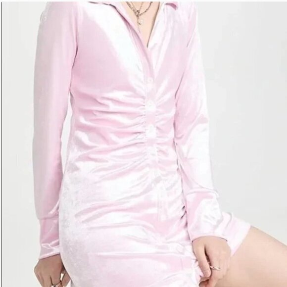 Free People Shayla Velvet Fitted Stretch Pink Mini Dress Size S NEW JB - Picture 2 of 7